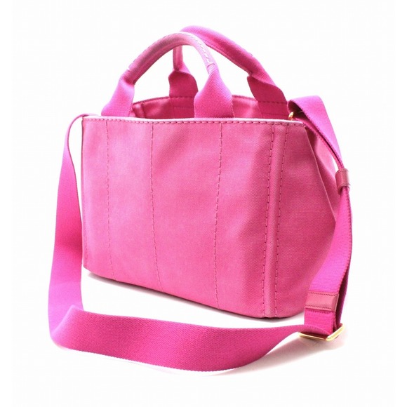 Prada Bag Pink Tote Fuchsia Canapa Canvas Mini - Picture 1 of 9
